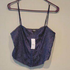 NWT Beverly and Beck Navy Blue Cropped Corset Tank size Med
